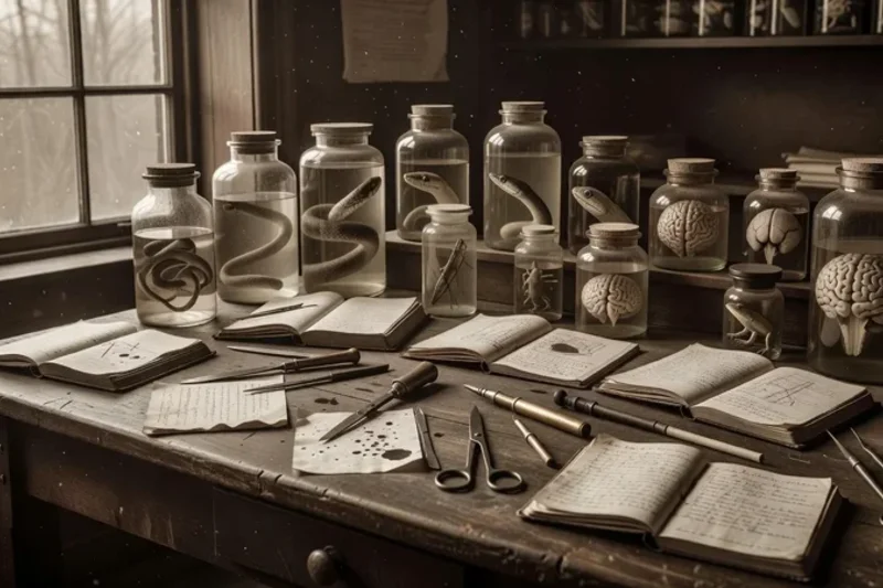 Laboratoire de physiologie du début du XXe siècle avec instruments scientifiques