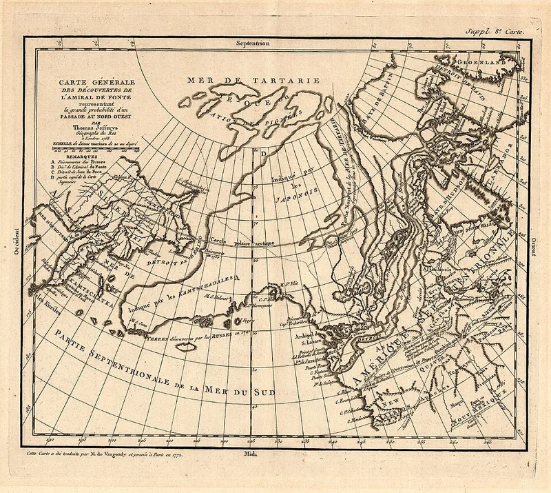 Carte de la Russie par Sanson, cartographe du roi de France, vers 1700