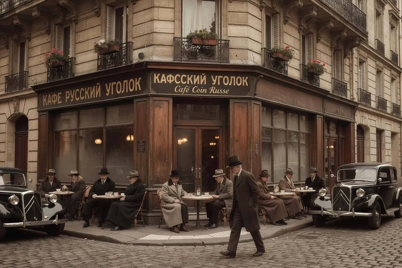 Rue haussmannienne de Paris dans les années 1930, atmosphère de l'émigration russe