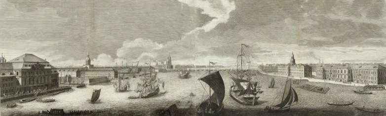 Vue panoramique de la N&eacute;va &agrave; Saint-P&eacute;tersbourg